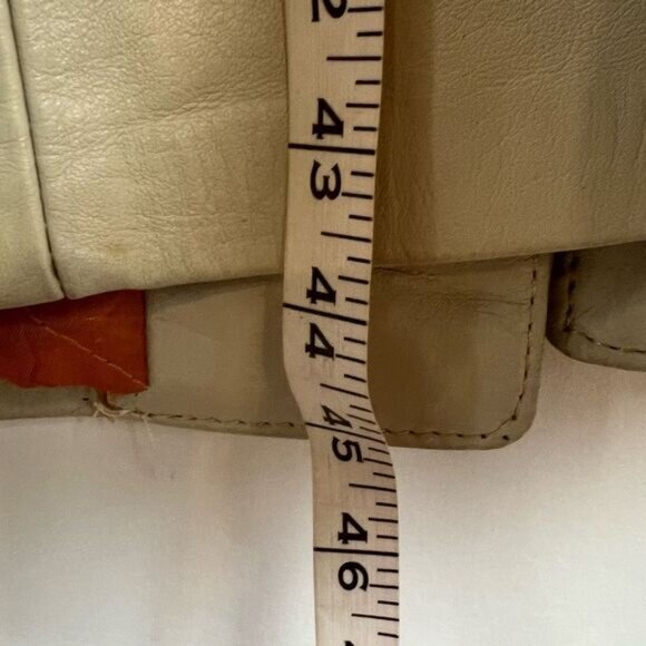 70s Vintage Embassy Women’s XS Genuine Leather Belted Tan Overcoat Jacket Trench - Picture 12 of 15